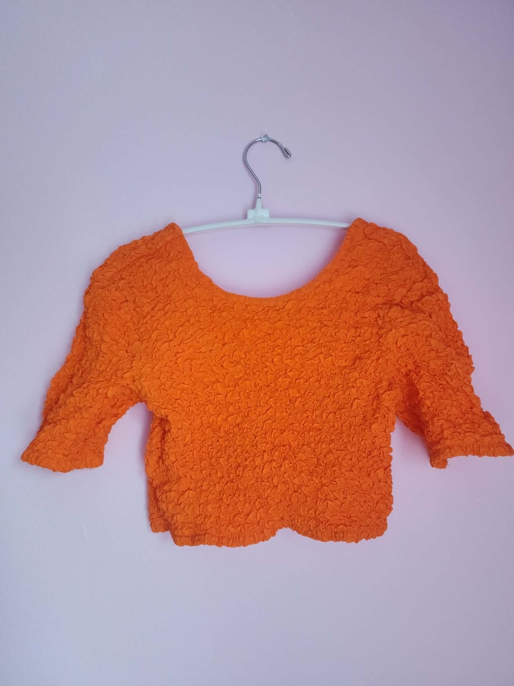 GANNI Vibrant Orange Cotton Poplin Smock Crop Top